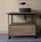 Console Sink Vanity With Matte Black Vessel Sink and Natural Brown Oak Drawer, 35